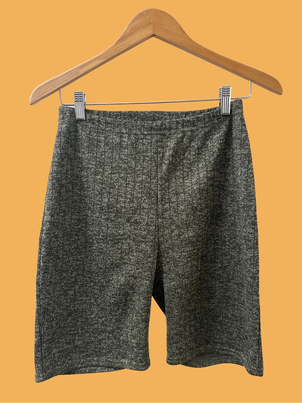 PRETTYLITTLETHING Heather Charcoal Ribbed Knit Shorts SIZE US 6 UK SMALL Stretch